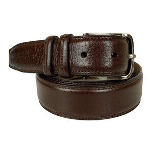 Mezlan Mens Brown Pebbled Leather Belt Size 40 Made In Spain Silvertone Buckle